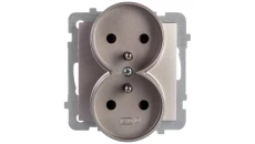 AS Gniazdo podwójne z/u satyna light GP-2GRZ/m/45