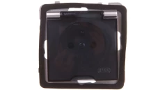 AS Gniazdo bryzgoszczelne z/u IP44 z przesłonami klapka przezroczysta srebro GPH-1GZP/m/18/d