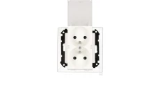 Simon 55 Gniazdo podwójne do wersji IP44 z uszczelką (moduł), szybkozłącza. Klapka transparentna Biały mat TGZ2BMCZ.01/111A