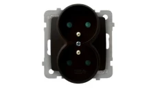 KARO Gniazdo podwójne z/u z przesłonami czekoladowy metalik GP-2SRZP/m/40