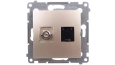 Simon 54 Gniazdo antenowe typu F+ komputerowe RJ45 kat.6 złoty mat DASFRJ45.01/44