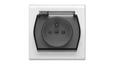GPT FESTA Gniazdo pojedyncze 2P+Z IP44 z klapką białe/dymne 0873-10