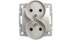 LOGI Gniazdo podwójne z uziemieniem śrubowy Srebrny 16A 250V 021253143 25210