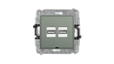 MINI Mechanizm ładowarki USB podwójnej 2xUSB A, 15,5W max., 5V, 3.1A, bez pola opisowego szałwiowy 61MCUSBBO-6