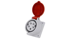Gniazdo tablicowe proste 5P 16A 400V czerwone IP44 1385 MEN1385