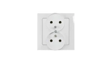 Gniazdo podtynkowe podwójne 2x2p+Z do ramki, Pola białe, 33028