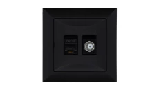 Gniazdo podtynkowe typu F + gn. RJ-45 Pola czarny, 33205