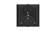 Gniazdo podtynkowe podwójne 2x2p+Z do ramki, Pola czarne, 33207