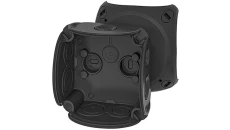 Puszka odgałęźna 84x84x55mm bez zacisków z dławnicami membranowymi IP66 czarna DK 0100 BZ 62000465