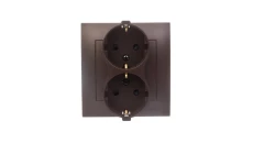Simon 54 Gniazdo podwójne SCHUKO z/u 16A IP20 z przesłoną torów brąz mat DGSz2Z/46