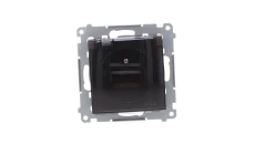 Simon 54 Gniazdo bryzgoszczelne (bez uszczelki) IP44 z przesłoną torów z klapką brąz mat DGZ1BUZ.01/46A