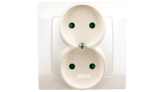 KARO Gniazdo podwójne b/u z przesłonami ecru perłowy GP-2SP/42