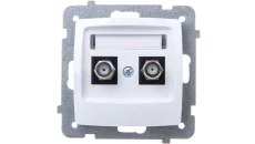 KARO Gniazdo antenowe podwójne typu F białe GPA-2SF/m/00