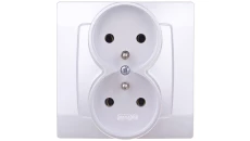 KARO Gniazdo podwójne z/u srebrny perłowy GP-2SZ/43