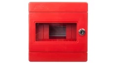 Rozdzielnica natynkowa modułowa 7 modułów IP44 180X180X100, czerwona z zamkiem i szybą, ALFA 3 Z