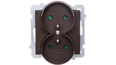 SONATA Gniazdo podwójne z/u z przesłonami czekoladowy metalik GP-2RRZP/m/40