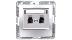 IMPRESJA Gniazdo telefoniczne podwójne RJ11 równoległe srebrne GPT-2YR/m/18