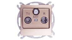 IMPRESJA Gniazdo antenowe RTV-SAT przelotowe złoty metalik GPA-YSP/m/28