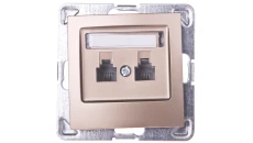 IMPRESJA Gniazdo telefoniczne podwójne RJ11 równoległe złoty metalik GPT-2YR/m/28