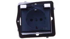 SONATA Gniazdo bryzgoszczelne z/u Schuko IP44 z przesłonami klapka przezroczysta białe GPH-1RSP/m/00/d