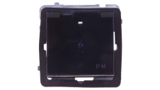 SONATA Gniazdo bryzgoszczelne z/u Schuko IP44 z przesłonami klapka przezroczysta czarny metalik GPH-1RSP/m/33/d