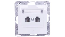 IMPRESJA Gniazdo telefoniczne podwójne RJ11 równoległe białe GPT-2YR/m/00