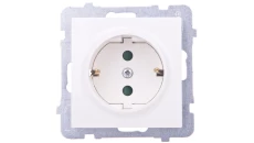 AS Gniazdo pojedyncze z/u Schuko z przesłonami ecru GP-1GSP/m/27