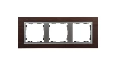 Simon 82 Ramka potrójna pozioma drewniana wenge/ ramka pośrednia aluminium mat 82937-65
