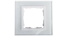 Simon 82 Ramka pojedyncza szklana natural/ ramka pośrednia biała 82617-60