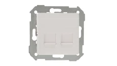 Simon 82 Pokrywa gniazda teleinformatycznego podwójnego 2xRJ płaska z adapterem i przesłoną biała 82006-30