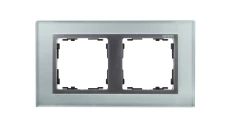 Simon 82 Ramka podwójna pozioma kamień srebro/ ramka pośrednia aluminium mat 82927-62