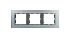 Simon 82 Ramka potrójna pozioma szklana srebro/ ramka pośrednia aluminium mat 82937-62