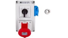 Zestaw instalacyjny z gniazdem 32A 4P+2P+Z (L-0-P) czerwony ZI05R361