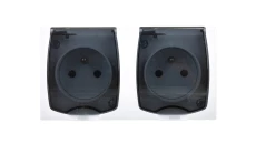 MADERA Gniazdo hermetyczne podwójne z/u IP44 z przesłonami klapka przezroczysta białe GNH-2NZP/00/d