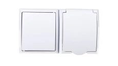 FALA Łącznik hermetyczny pojedynczy + gniazdo z/u z klapką białe ZH-Ł1G/00/w