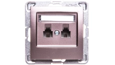 IMPRESJA Gniazdo telefoniczne podwójne RJ11 równoległe tytan GPT-2YR/m/23