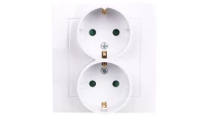 AS Gniazdo podwójne z/u Schuko z przesłonami białe GP-2GSP/00