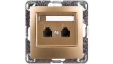 IMPRESJA Gniazdo telefoniczne podwójne RJ11 niezależne złoty metalik GPT-2YN/m/28