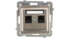 SONATA Gniazdo telefoniczne podwójne RJ11 niezależne stal inox GPT-2RMN/m/37