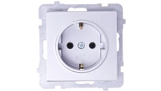 SONATA Gniazdo pojedyncze z/u Schuko srebro mat GP-1RS/m/38