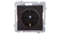 SONATA Gniazdo pojedyncze z/u Schuko z przesłonami czarny metalik GP-1RSP/m/33