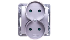 IMPRESJA Gniazdo podwójne b/u z przesłonami srebrne GP-2YRP/m/18