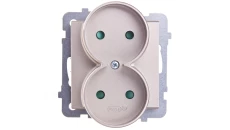 SONATA Gniazdo podwójne b/u z przesłonami szampański złoty GP-2RRP/m/39