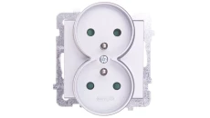 SONATA Gniazdo podwójne z/u z przesłonami srebro mat GP-2RRZP/m/38