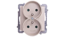 SONATA Gniazdo podwójne z/u z przesłonami szampański złoty GP-2RRZP/m/39