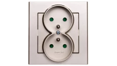 SONATA Gniazdo podwójne z/u z przesłonami szampański złoty GP-2RZP/39