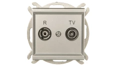 SONATA Gniazdo antenowe RTV przelotowe 10dB srebro mat GPA-10RP/m/38