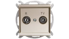 SONATA Gniazdo antenowe RTV przelotowe 10dB szampański złoty GPA-10RP/m/39