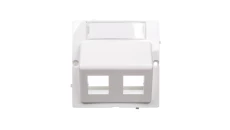 Simon Basic Pokrywa gniazda teleinformatycznego podwójnego RJ skośna z polem opisowym biała BMGKS2P/11