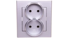 SONATA Gniazdo podwójne b/u srebro mat GP-2R/38